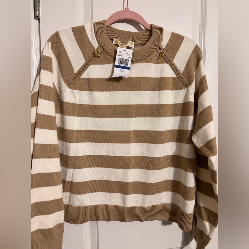 Michael Kors Beige and cream cropped sweater